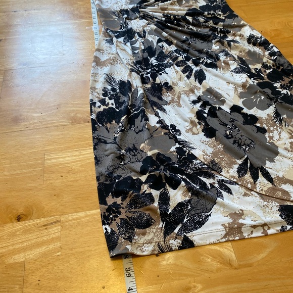 Connected Apparel Cap Sleeve Mock Wrap Dress gray leaf - Picture 6 of 16